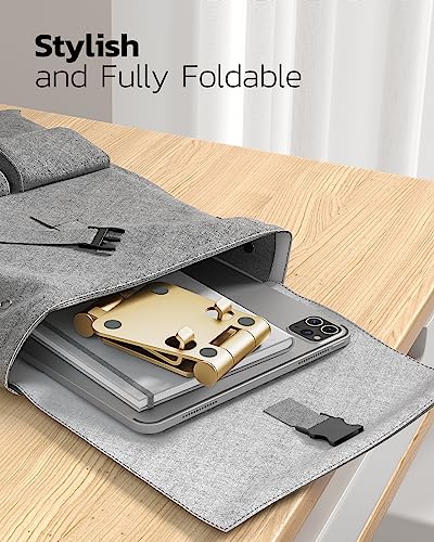 Nulaxy Full Aluminum Dual Folding Cell Phone Stand for Desk, Gold - color: J-Gold