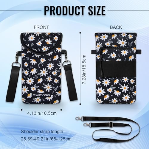 Neoprene Phone Sleeve Pouch Case Bag for Men Women w/Crossbody Strap/Neck Lanyard for iPhone 17/16/15/14 Pro Max, Samsung S25，Pixel 10 - color: Chrysanthemum Cell Phone Sleeves