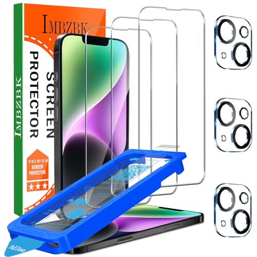 IMBZBK for iPhone 14 Screen Protector, Tempered Glass, 3+3 Pack - size: iPhone 14 6.1 inch