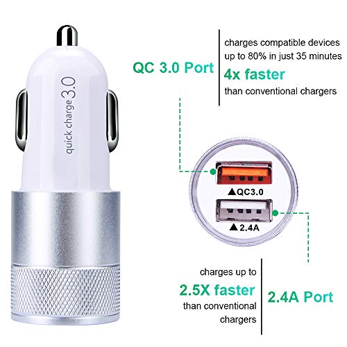Fast Car Charger, Quick Charging 5.4A/30W Phone USB Car Charger Adapter - color: silver, style: USB A