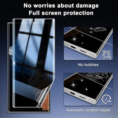 2+2 Pack for Samsung Galaxy S22 Ultra Privacy Screen Protector and Lens Protector, Ultrasonic Fingerprint Unlock, Easy Installation Frame, Anti Spy Flexible Soft Film, Case Friendly, Bubble-Free