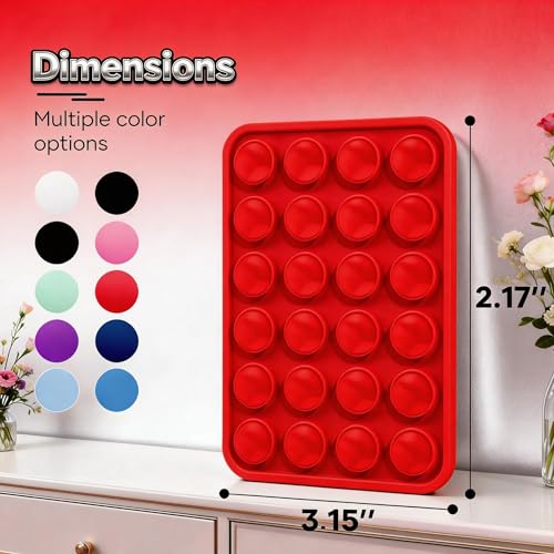 Red OCTO-Buddy Double Sided Silicone Suction Phone Case Mount, Silicon Adhesive Smartphones Stand Sticky Phone Grip, Hands-Free Phone Holder for Selfies and Videos Trending TikTok Items for iPhone