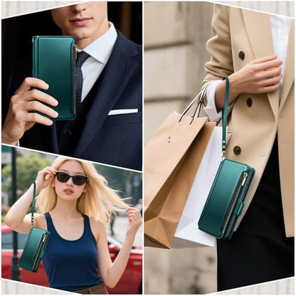 for Samsung Galaxy S26 Ultra Wallet Case with Card Holder RFID Blocking PU Leather Zipper Phone Case Flip Folio Protective Cover Wrist Strap Credit Card Slots Kickstand Men Women,Indigo Blue - color: Indigo Blue, size: Samsung Galaxy S26 Ultra - 6.9"