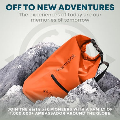 Earth Pak Waterproof Dry Bag with Zippered Pocket - Waterproof Dry Bag Backpack Keeps Gear Dry - color: Orange, size: 30L