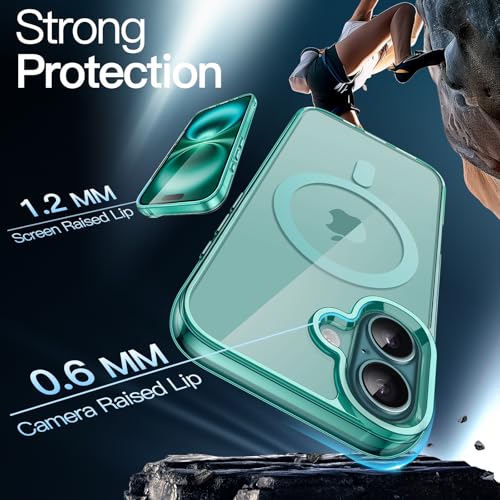 JETech Magnetic Case for iPhone 16 6.1-Inch Compatible with MagSafe, Shockproof Phone Bumper Cover, Anti-Scratch Clear Back (Teal) - color: Teal, size: iPhone 16