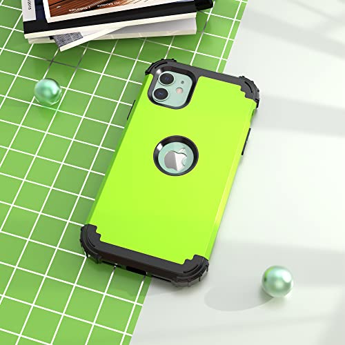 IDweel for iPhone 11 Case with Screen Protector(Tempered Glass), Hybrid 3 in 1 Shockproof Slim Fit Heavy Duty Protection Hard PC Cover Soft Silicone Bumper Full Body Case,Grass Green/Black - color: Grass Green/Black