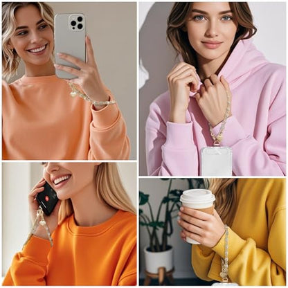 Phone Charm Strap Detachable Wrist Strap For iPhone Anti Theft Strap Phone Chain Wristlet - color: Lightgold