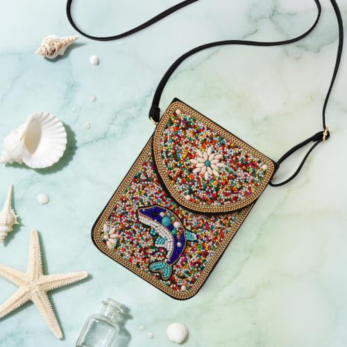 Small Beaded Crossbody Bag for Women, Boho Cell Phone Shoulder Purse Wallet with Handcrafted Colorful Beads - color: Tree-11