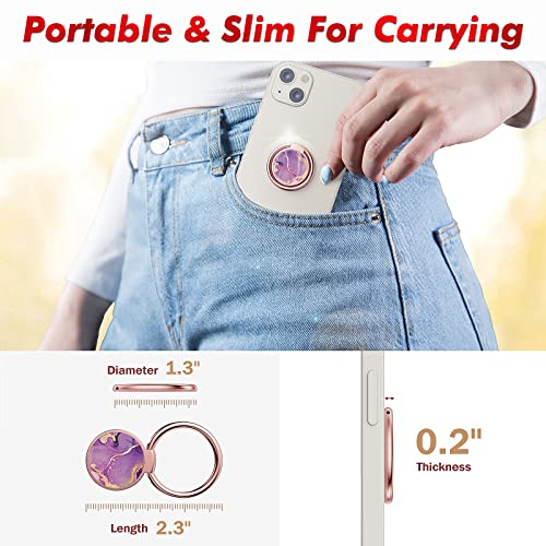 Phone Ring Grip Holder, 360° Rotation Cell Phone Grip Stand, Finger Ring Stand, Metal Finger Ring Grip Kickstand Compatible with iPhone 17 Pro Max 16 15 14 13 12 Magsafe Accessories, Purple - color: Crystal Purple