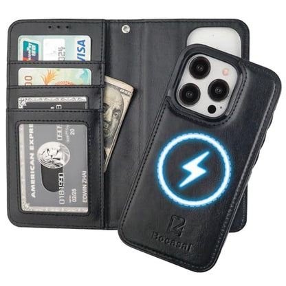 Bocasal for MagSafe Wallet Case Card Holder for iPhone 15 Pro, Black - color: Black for MagSafe