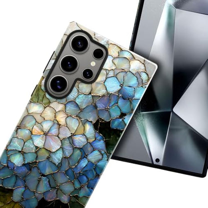 Compatible with Samsung Galaxy S24 Ultra Case,Glossy Case All-Round Protection Shockproof Anti-Scratches TPU Cover,Cases for Man Woman-Hydrangeas Bush Stained Glass - color: Hydrangeas Bush Stained Glass, size: Galaxy S24 Ultra