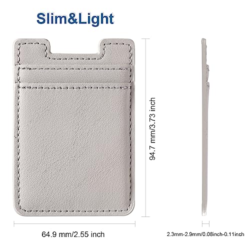 Fulgamo 2Pack Phone Wallet Stick On,Leather Phone Card Holder for Back of Phone Case,Sticky Adhesive Credit Card Pocket RFID iPhone and Android-White,Grey - color: White,Grey