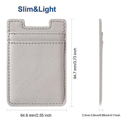 Fulgamo 2Pack Phone Wallet Stick On,Leather Phone Card Holder for Back of Phone Case,Sticky Adhesive Credit Card Pocket RFID iPhone and Android-White,Grey - color: White,Grey