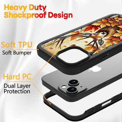 Compatible with iPhone 14 / iPhone 13 Case – Rugged Full-Body Protective Cover for Women Men Dual Layer Shockproof Bumper, Heavy-Duty Phone Case - Deer Fall Maple Leaf 098 - color: Deer Fall Maple Leaf 098