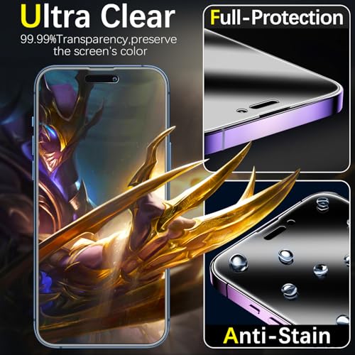 2 Pack 360 Degree Privacy Screen Protector for iPhone 15 Pro - color: Black-iPhone iPhone 15 Pro