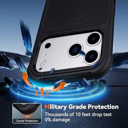 for iPhone 17 Pro Case with Belt Clip, Compatible with Magsafe, Black | Military Grade Drop Protection, 2 Layers of Sturdy, Heavy Duty Shockproof Cover for iPhone 17Pro Case Rugged - color: Black