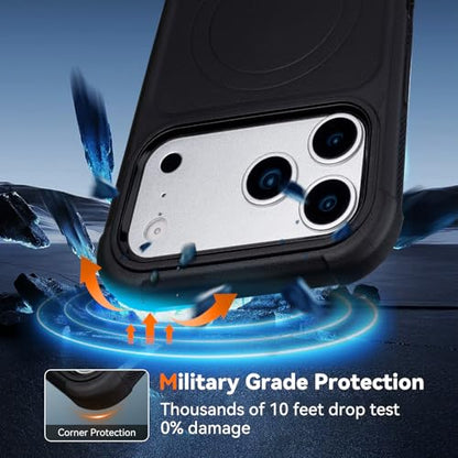 for iPhone 17 Pro Case with Belt Clip, Compatible with Magsafe, Black | Military Grade Drop Protection, 2 Layers of Sturdy, Heavy Duty Shockproof Cover for iPhone 17Pro Case Rugged - color: Black