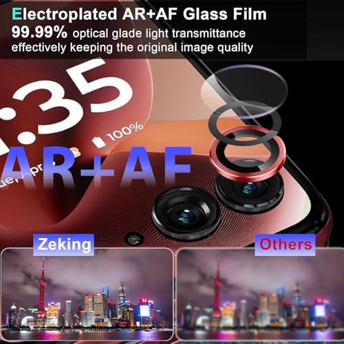 Zeking (2 Set) for Motorola Razr 60/ Razr 2025 Camera Lens Protector, Scratch-Resistant HD Clarity Ultra-Thin 9H Tempered Glass with Aluminum Edging, Individual Metal Lens Cover (Red) - color: Red