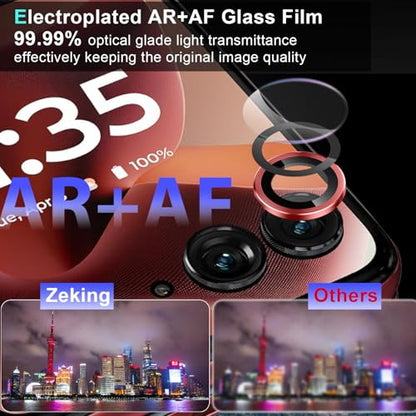 Zeking (2 Set) for Motorola Razr 60/ Razr 2025 Camera Lens Protector, Scratch-Resistant HD Clarity Ultra-Thin 9H Tempered Glass with Aluminum Edging, Individual Metal Lens Cover (Red) - color: Red