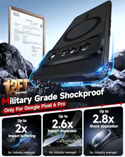 LeYi for Pixel-6-Pro Case [MagSafe Fit] Slim Matte Translucent, Black | Google Pixel 6 Pro Case Magnetic Military-Grde Protection Funda para Googlr 6Pro 256GB Smartphone Android Mobile Unlocked - color: Black, size: Pixel 6 Pro (6.7 Inch)