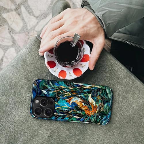 Case Compatible with iPhone 15 Pro Max, Cute Dual Layer Hybrid Phone Cover, Military Grade Drop Protection, Aesthetic Shockproof Phone Case for Women Girls, Woodland Fox Stained Glass - color: Woodland Fox Stained Glass, size: Iphone 15 Pro Max