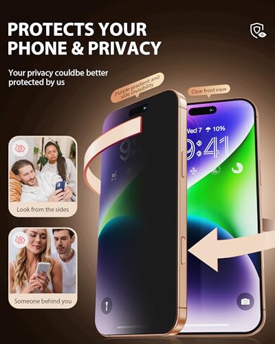 PDDKISS 2 Pack Privacy Screen Protector for iPhone 17 - size: for iPhone 17 - 6.3 Inch Black