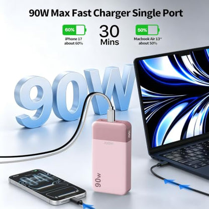 JUOVI Laptop Power Bank 90W 20000mAh Portable Charger - color: Pink