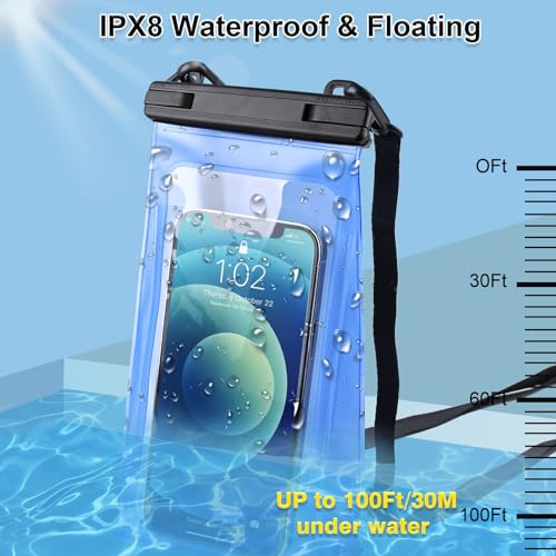 Large Capacity Waterproof Phone Pouch Floating, Waterproof Bag Case for iPhone 15 14 Pro Max 13 12 11 X XR 8 Plus Samsung Up to 6.9'', IPX8 Water Proof Phone Dry Bag for Swimming Kayaking, 1Pack - color: Larger Blue, 1 Piece