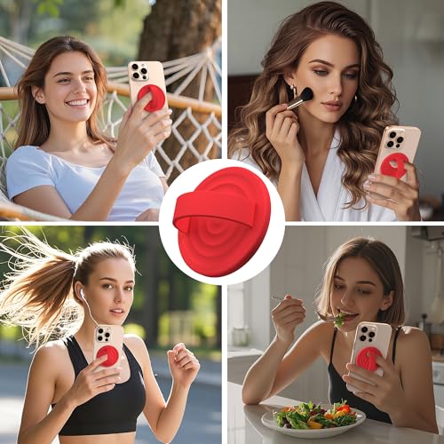 Magnetic Phone Grip for MagSafe, Silicone Ring Grip, Red - color: Red