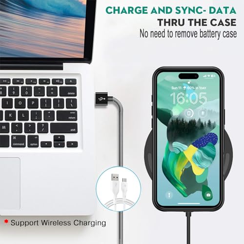 Wireless Charging Case for iPhone 16 Plus, 12000mAh High Capacity Portable Rechargeable Battery Case Qi Wireless Charging Compatible with iPhone 16 Plus (6.7 inch) Extended Battery Charger Case-Black - size: iPhone 16 Plus (6.7 inch)