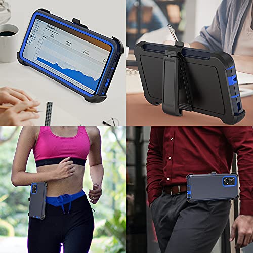 TENCO Compatible with Samsung Galaxy A52 5G Case,with Screen Protectors,Heavy Duty Rugged Shockproof Full Body Protection Kickstand Case with Belt Clip Holster for Samsung Galaxy A52 5G (Blue) - color: Blue