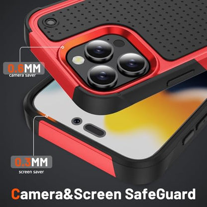 Designed for iPhone 16 Pro Max Case 2 in 1 Gift Militay Grade Drop Protective Rugged Heavy Duty Cover Shockproof Case for iPhone 16 Pro Max Phone Case for Women Men Boy Girl (Red) - color: Red