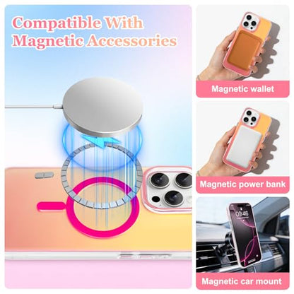 Fiyart Magnetic for iPhone 16 Pro Case - Iridescent Cute 6.3" Rose Red - color: Iridescent Rose Red, size: iPhone 16 Pro