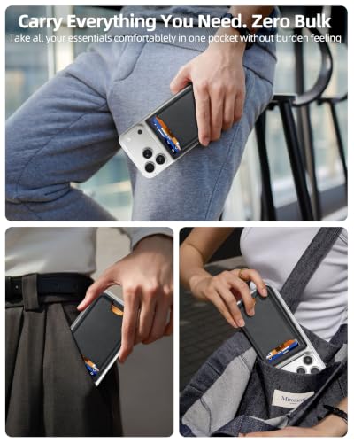 For Magsafe Wallet with Money Clip, 5 Card Holder, Adjustable Stand | Strongest Magnetic Wallet for iPhone 17/16/15/14/13/12 Series, RFID Blocking, Not for 13/12 Mini, Midnight Black - color: Midnight Black