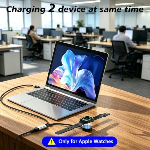 100W Multi Charging Cable for Apple iWatch/iPhone 17/USB C, 6.6FT - size: AC to C+iWatch(6.6FT)