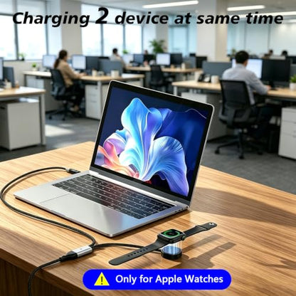 100W Multi Charging Cable for Apple iWatch/iPhone 17/USB C, 6.6FT - size: AC to C+iWatch(6.6FT)