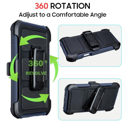 Defender for Phone case iPhone 16 Case with Belt Clip Heavy Duty Black | Military Grade Drop iPhone16 Protective Case, Shockproof Rugged Cover for iPhone 16 Cases Kickstand Blue 6.1 inch - color: Navy Blue