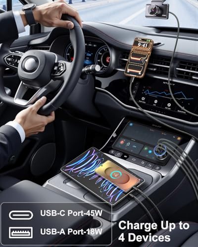 90W Car Charger USB C, Dual 45W Super Fast Charging Car Phone Charger - color: Gray
