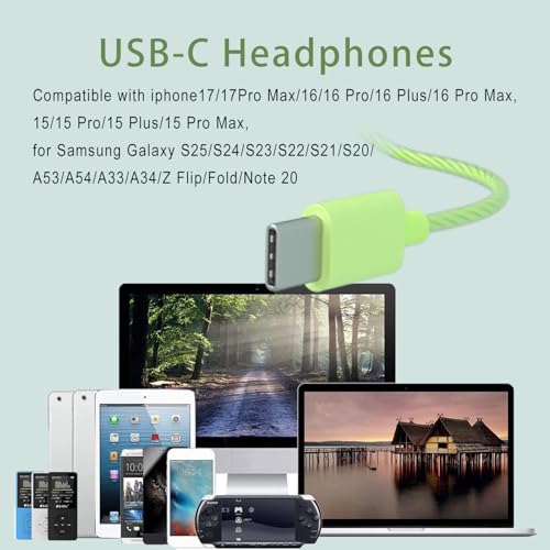 USB-C Headphones,Type C Earbuds,Wired Earphones for iPhone 17/16/15 Pro Max