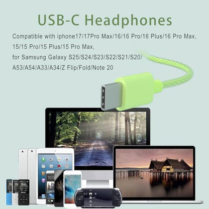 USB-C Headphones,Type C Earbuds,Wired Earphones for iPhone 17/16/15 Pro Max