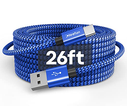 CLEEFUN Extra Long USB A USB C Cable 26ft, USB to USB C Power Cable 26 Foot - color: Blue, size: 26ft