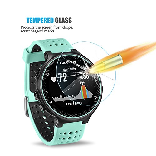 (Pack of 4) Tempered Glass Screen Protector for Garmin Forerunner 235 225 620 220, [0.3mm 2.5D High Definition 9H] Premium Clear Screen Protective Film for Garmin Forerunner 235 225 620 220