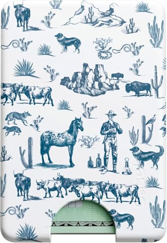 Casely MagWallet | Wild West Adventure | Desert | Slim Wallet Card Holder | Compatible with MagSafe | Soft-Touch Hard Silicone | Holds Up to 3 Cards - color: Wild West Adventure | Blue Desert
