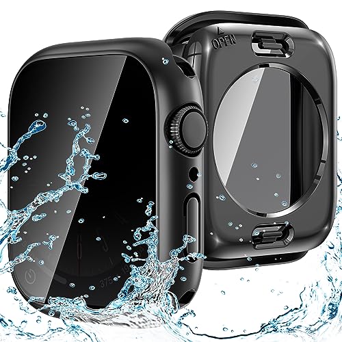 Goton Privacy Waterproof Case for Apple Watch 45mm Series 9/8/7 - color: Matte Black, size: 45mm