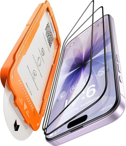 NeverBreak 9H+ Hardness for iPhone 17 Screen Protector 12FT Military Grade Protection (Scratch, Shatter, Drop Resistance) Tempered Glass Full Edge Coverage 6.3" 2025, 2 Pack with De-Bubble Card - size: iPhone 17