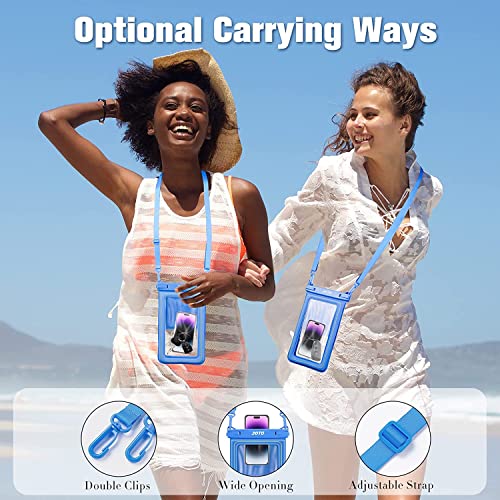 JOTO [IP68 Floatable Large Floating Waterproof Phone Pouch Up to 10", Underwater Phone Case Cellphone Dry Bag for iPhone 17 16 15 14 13 12 11 Pro Max Xs Max XR X 8 7 Plus SE/Galaxy S24 S23 S22 -Blue - color: Blue