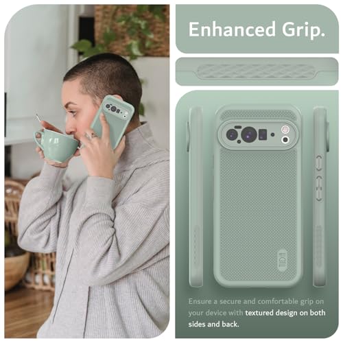 TUDIA MergeGrip [Military Grade] Cases for Google Pixel 10 Pro XL (2025), [Drop Tested] Dual-Layer Shockproof Rugged Slim Anti-Slip Heavy Duty Protective Phone Case Pixel Pro 10 XL Cover – Green Lily - color: Green Lily, size: Pixel 10 Pro XL
