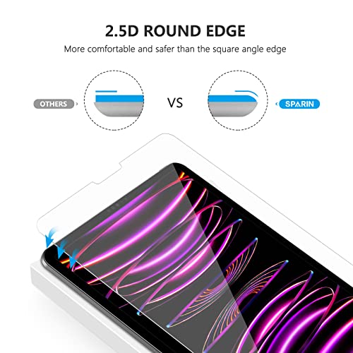 SPARIN 2 Pack Screen Protector Compatible with iPad Pro 12.9 inch | 2022/2021/2020/2018 Released (6th/5th/4th/3rd) without Home Button, Tempered Glass Screen Protector Work with Face ID - size: iPad Pro 12.9''(6th/5th/4th/3rd)