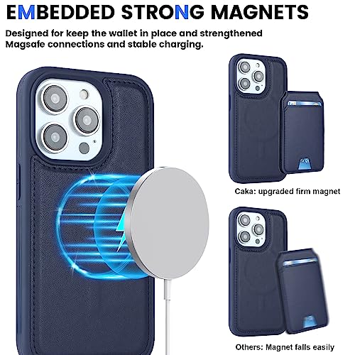 iCoverCase Wallet Case for iPhone 13 Pro Max/12 Pro Max Compatible with MagSafe, Magnetic Detachable Card Slots Holder PU Leather Kickstand Wireless Charging Case 6.7 Inch (Dark Blue) - color: Dark Blue