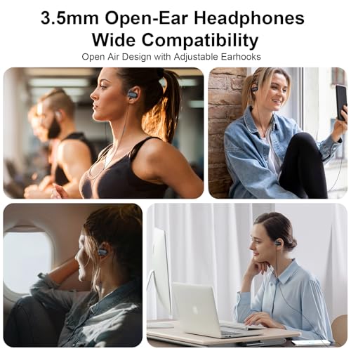 Open Ear Headphones Wired 3.5mm Earphones for Chormebook Laptop PC